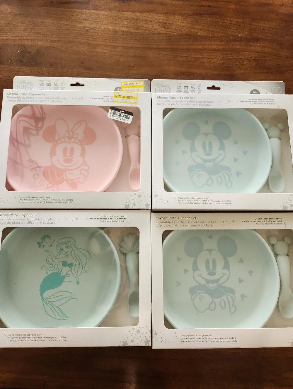 ✨️4 pack of Disney silicone plates and spoon set mickey minnie little mermaid - Picture 1 of 3